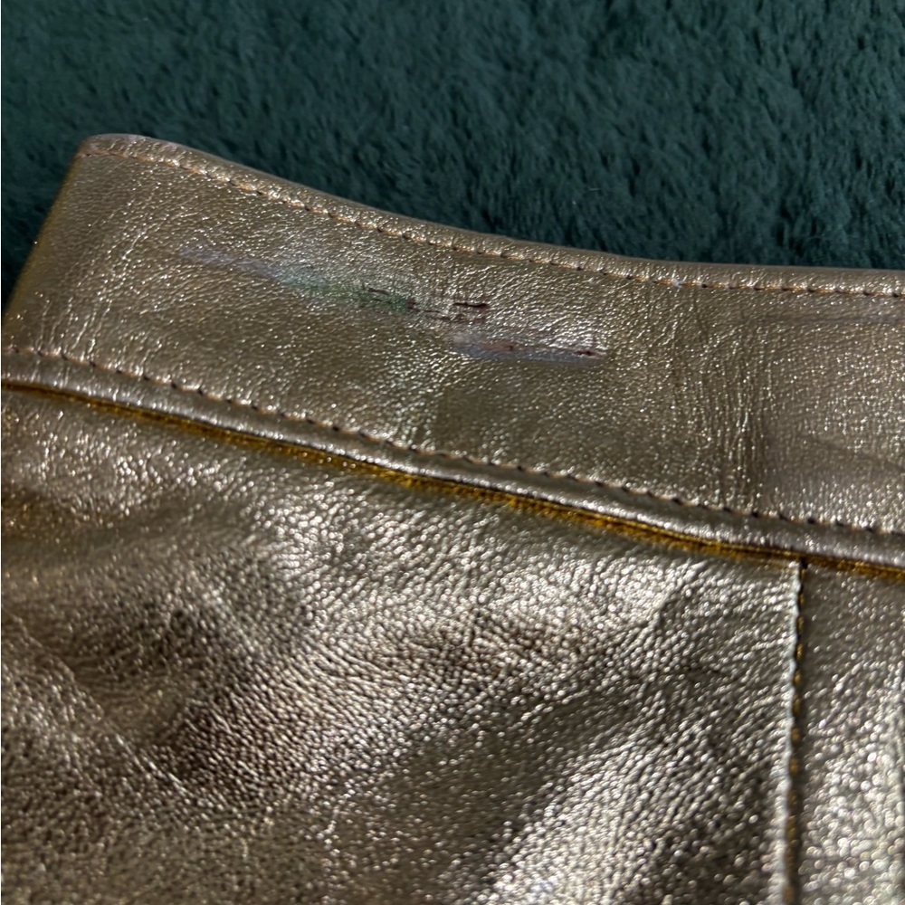 Vintage Lillie Rubin Suit Jacket & Skirt Set in Gold metallic leather 80 90s L - Picture 7 of 13